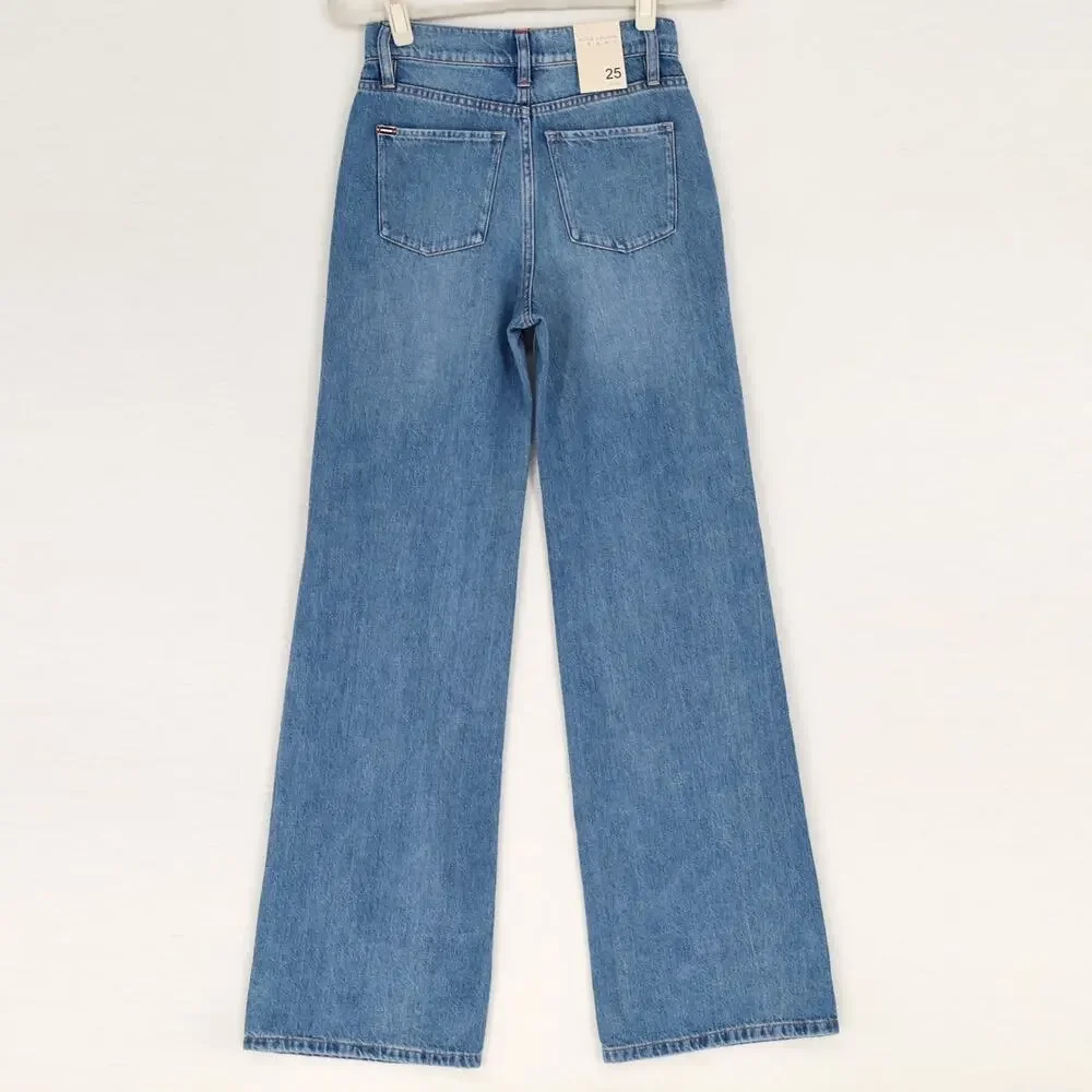 Alice and Olivia Women Avery Blue Denim Weezy High Rise Wide Leg Jeans Size 25